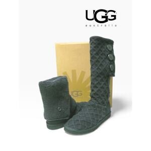 NIB UGG Australia W Lattice Cardy Boots Black Knit Size 5 Women’s Winter RARE
